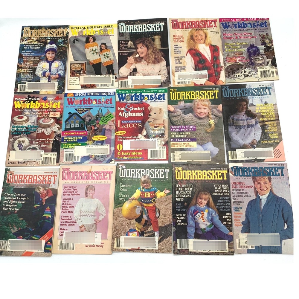 The Workbasket Magazine Lot 33 Issues 80s 90s Vintage Knitting Crochet Patterns